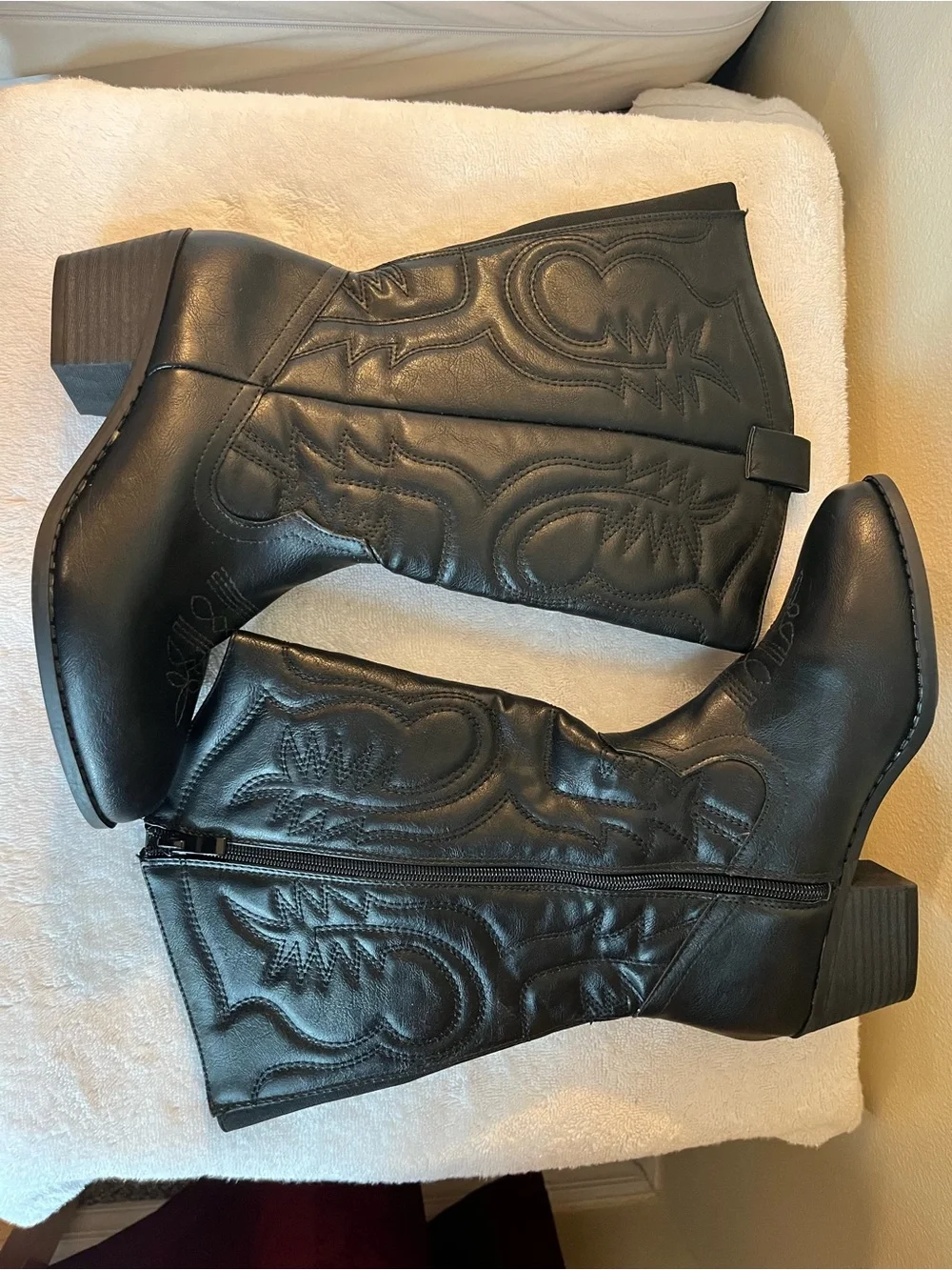 Torrid Black Women's Mid-Calf Western Boots - Sleek Leather Style 7 wide